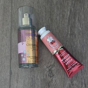 Bath & Body Works Champagne Toast Mist and Winter Candy Apple Cream